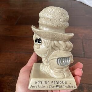 Vintage Russ Figurine Nothing Serious Just A Little Chat With The Boss 1970s